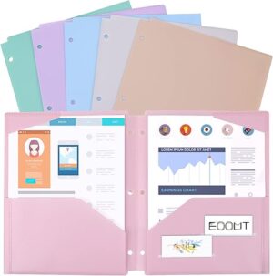 EOOUT 6pcs Heavy Duty 3-Hole Punched Folders