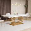 Tribesigns 70.9″ Modern White Dining Table with Faux Marble Top