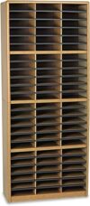 Safco 72 Compartment Literature Organizer, Medium Oak