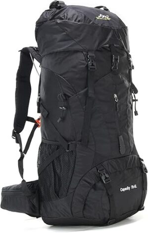 W WINTMING 75L Waterproof Hiking Backpack with Rain Cover