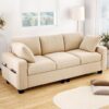 Comfy Upholstered 3-Seater Sofa Couch