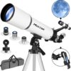 MEEZAA 80mm Refractor Telescope with Tripod & Adapter