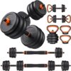 FEIERDUN Adjustable Dumbbells, 4-in-1 Free Weight Set