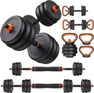 FEIERDUN Adjustable Dumbbells, 4-in-1 Free Weight Set