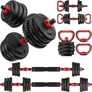 UNNMIIY Adjustable Dumbbells Set, 10-90lbs, 4-in-1