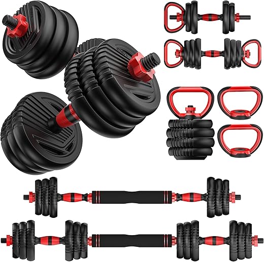 UNNMIIY Adjustable Dumbbells Set, 10-90lbs, 4-in-1