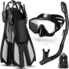 Odoland Adult Snorkel Set with Dry Mask and Fins