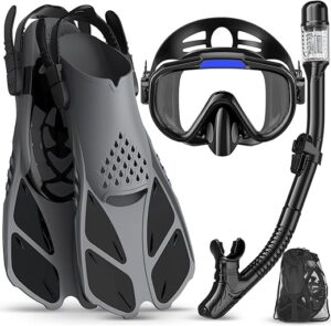 Ubekezele Adult Snorkel Set with Mask, Fins, Bag
