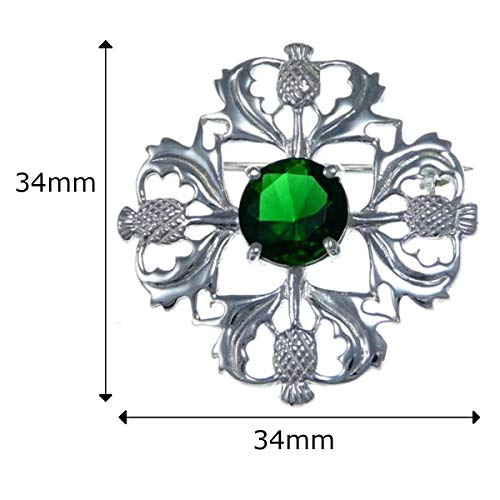 Alexander Castle Thistle Emerald CZ Stone Brooch - Image 3