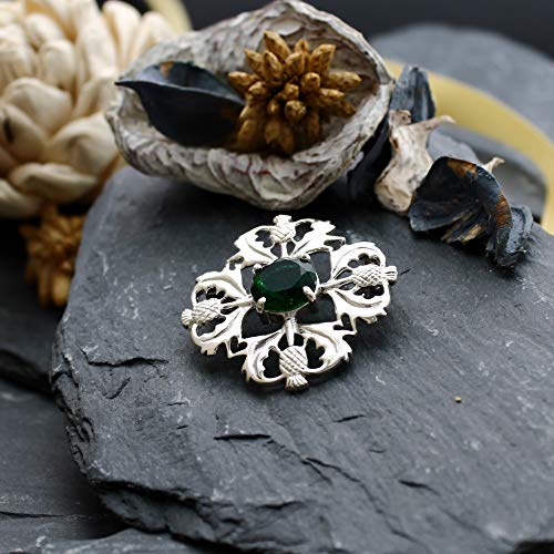 Alexander Castle Thistle Emerald CZ Stone Brooch - Image 2