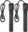 Amazon Basics 6-Outlet Surge Protector, 2-Pack