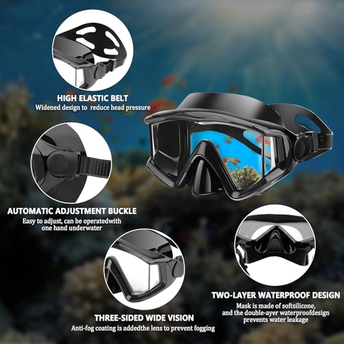 AQUA A DIVE SPORTS Anti-Fog Diving Snorkel Mask for Adults - Image 2