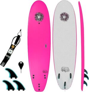 KONA SURF CO. Beginner Soft Top Surfboard with Fins