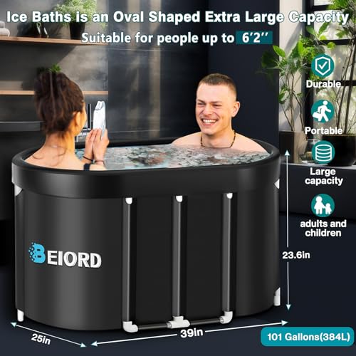 BEIORD Portable Oval Ice Bath Tub for Athletes - Image 2