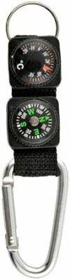 Jinshining Black Carabiner Key Chain Compass Thermometer