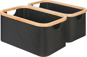 efluky Black Collapsible Fabric Storage Baskets