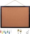 BGJRBY Black Cork Bulletin Board with Oak Frame