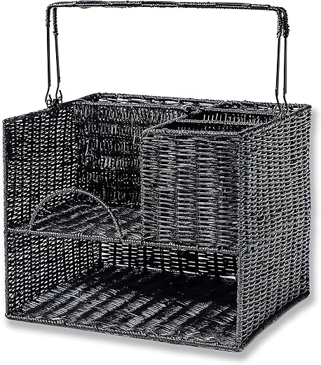Trademark Innovations Black Rattan Tabletop Organizer and Caddy
