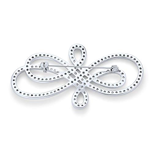 Bling Jewelry Statement Pave Wedding Bridal Brooch Pin - Image 2