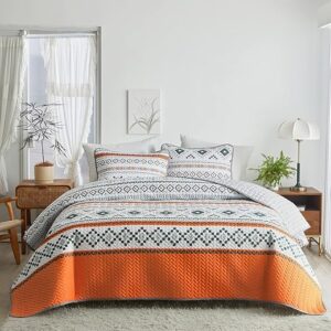 Flysheep Boho Orange Quilt Set, Full/Queen