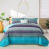 BEDDING Boho Quilt Set California King, Blue Purple