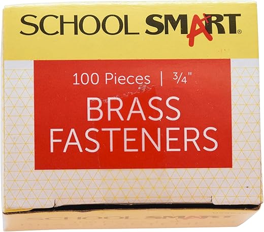 School Smart Brass Plated Fasteners, 3/4 inch, 100-Pack