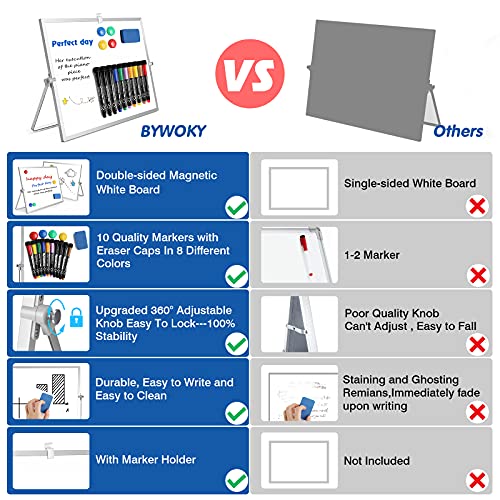 BYWOKY Double-Sided Magnetic Whiteboard Set with Stand - Image 3