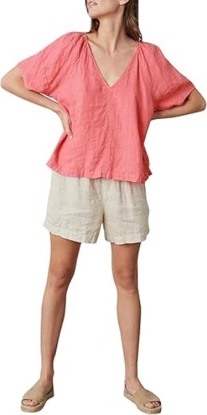 Velvet by Graham & Spencer Callin Puff Sleeve Linen Top