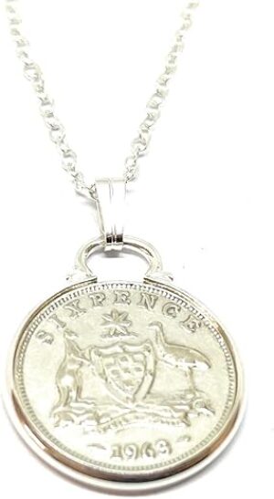 OCC Old Coin Cufflinks Cinch Pendant 1963 Australian Sixpence Necklace