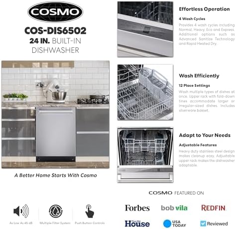 COSMO 24" Fingerprint Resistant Stainless Steel Dishwasher - Image 3