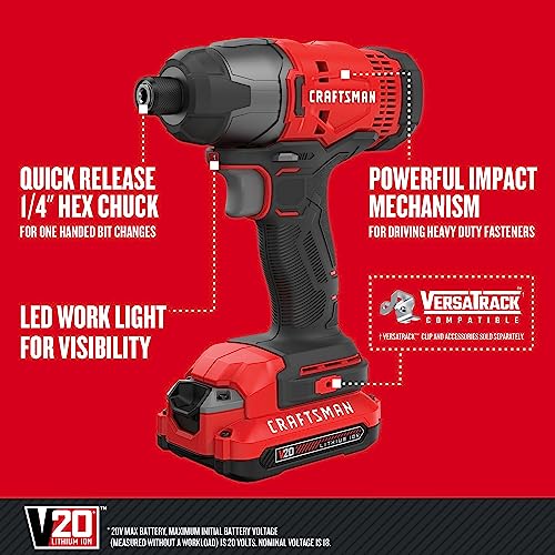 CRAFTSMAN 20V MAX Impact Driver Kit, LED - Image 2