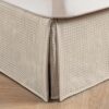 MIYE Cream Pleated Waffle Weave Bed Skirt