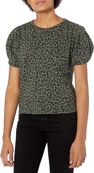VELVET BY GRAHAM & SPENCER Dahlia Leopard Puff Sleeve Sweatshirt