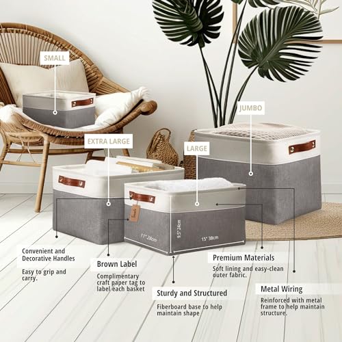 DECOMOMO Fabric Storage Baskets for Shelves - Image 4
