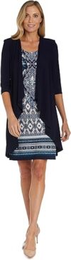 R&M Richards Double Border Puff Print Ity Jacket Dress