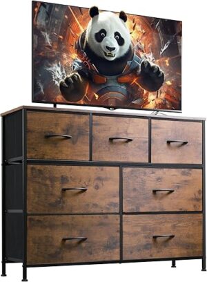 WLIVE Dresser TV Stand with Fabric Drawers