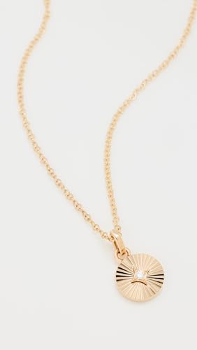 EF Collection 14k Gold Diamond Fluted Disc Necklace - Image 2