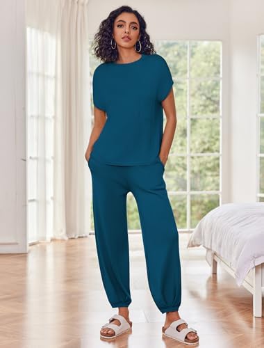 Ekouaer Cap Sleeve Tops and Jogger Set - Image 3