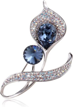Richapex Elegant Crystal Tulip Rose Brooch Pin