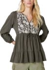 Lucky Brand Embroidered Tiered Tunic Top