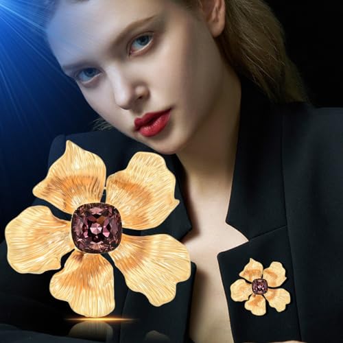 EMEGCY Rhinestone Crystal Flower Brooch Pin - Image 3