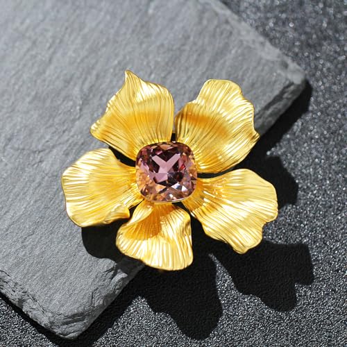 EMEGCY Rhinestone Crystal Flower Brooch Pin - Image 4