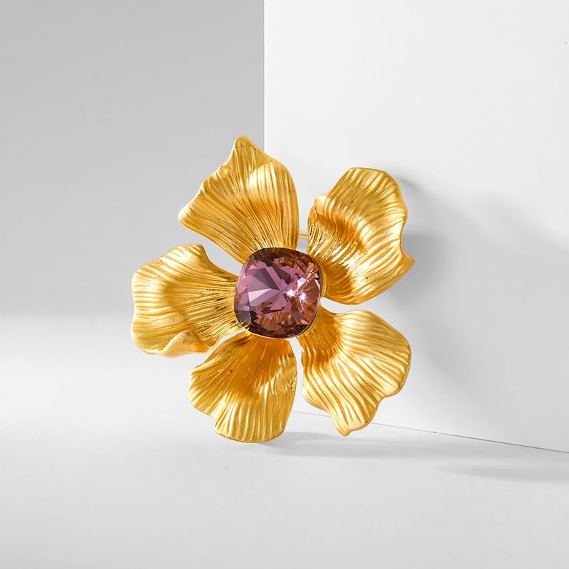 EMEGCY Rhinestone Crystal Flower Brooch Pin - Image 5