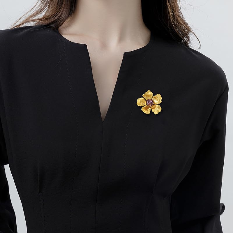 EMEGCY Rhinestone Crystal Flower Brooch Pin - Image 2