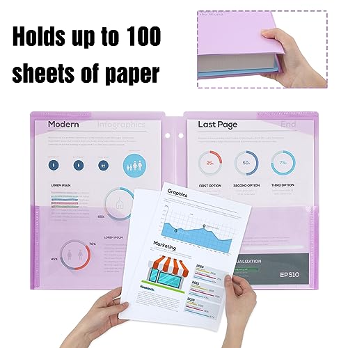EOOUT 24 Plastic 3-Hole Punched Pocket Folders - Image 4