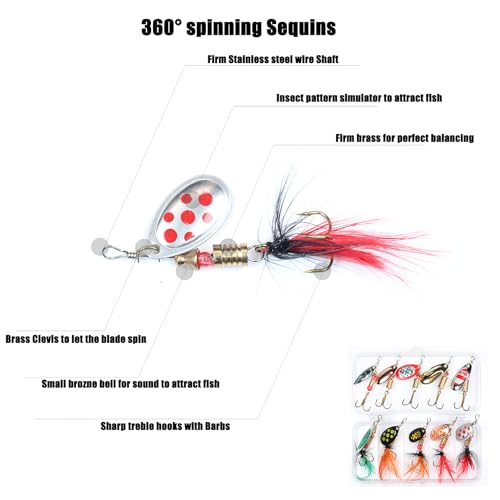 EXAURAFELIS 30pcs Feathered Spinnerbait Fishing Lures - Image 3