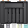 Lifewit Expandable Black Silverware and Cutlery Organizer