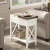 ChooChoo Farmhouse End Table with Drawer – White