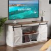 Farmhouse TV Stand with Sliding Barn Doors