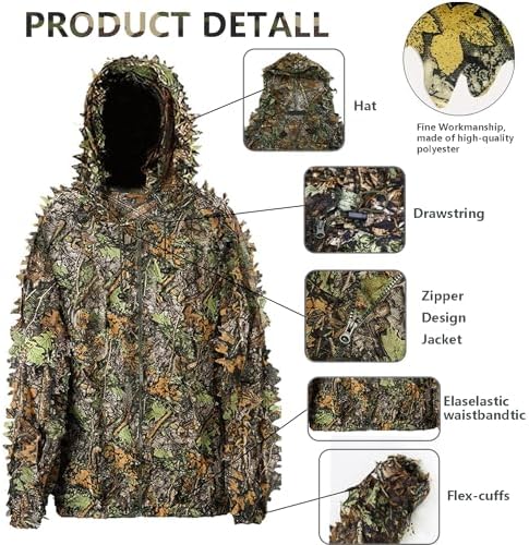 Favuit 3D Leafy Camo Ghillie Suit for Hunting - Image 3